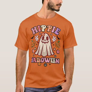 Camiseta Fantasma da Flor Bonita Hippie Halloween Spooky Pu