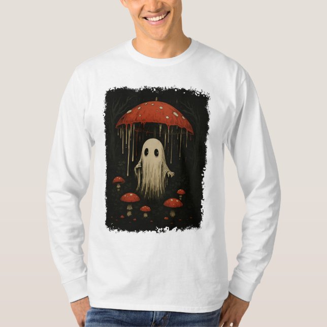 Camiseta Fantasma Da Floresta De Eerie Sob O Cogumelo (Frente)