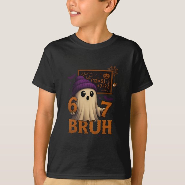 Camiseta Fantasma da Matemática Engraçado 67 Bruh Meme de H (Frente)
