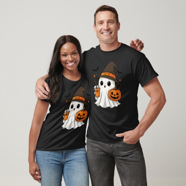 Camiseta Fantasma das Bruxas Loucas de Halloween com Abóbor (Unissex)