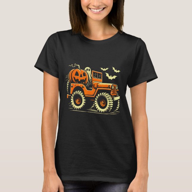 Camiseta Fantasma de Caminhão Monstro de Halloween (Frente)