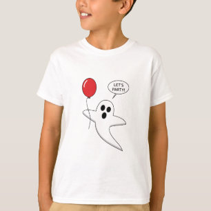 Camiseta Fantasma de Cartoon Bonito com Balão Vermelho