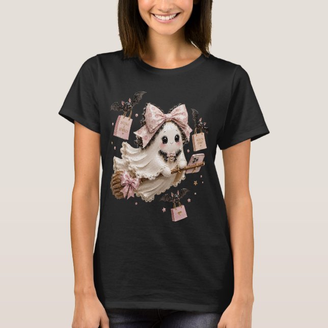 Camiseta Fantasma de Compras Coquette Arco Rosa de Hallowee (Frente)