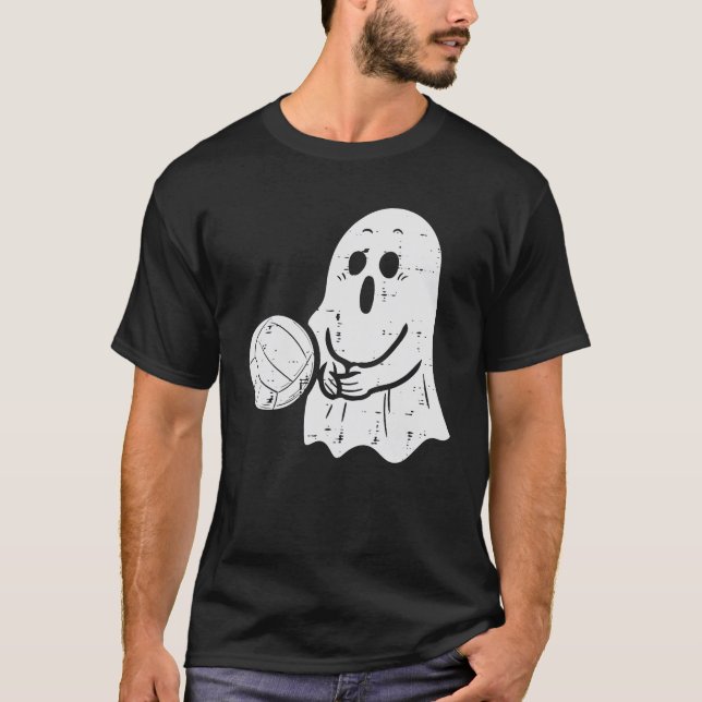 Camiseta Fantasma de Dia de as Bruxas engraçado de Voleibol (Frente)