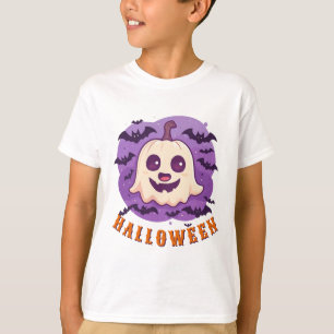 Camiseta 🎃 Fantasma de Halloween com Abóboras para Doce ou