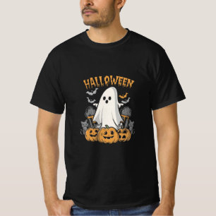 Camiseta fantasma de halloween com gatos pretos