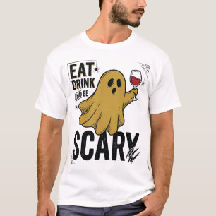 Camiseta Fantasma de Halloween Coma Beba e Seja Assustador