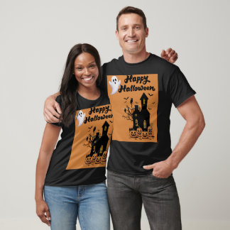 Camiseta Fantasma de Halloween Fofo Casa Assombrada Abóbora
