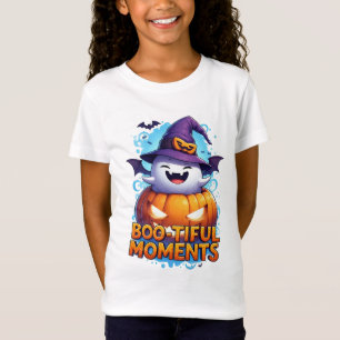 Camiseta Fantasma de Halloween Fofo Com Morcegos Voadores e