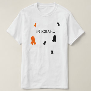 Camiseta Fantasma de Halloween Fofo Laranja, Preto Personal