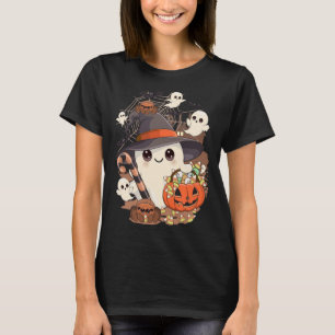 Camiseta Fantasma de Halloween Fofo no Estilo Kawaii