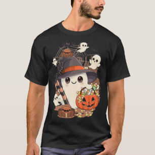 Camiseta Fantasma de Halloween Fofo no Estilo Kawaii
