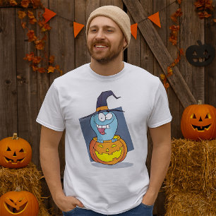 Camiseta Fantasma de Halloween na Bruxa Louca de Pumpkin