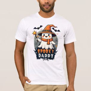 Camiseta Fantasma de Halloween, Pai Spooky, Com Chapéu De B