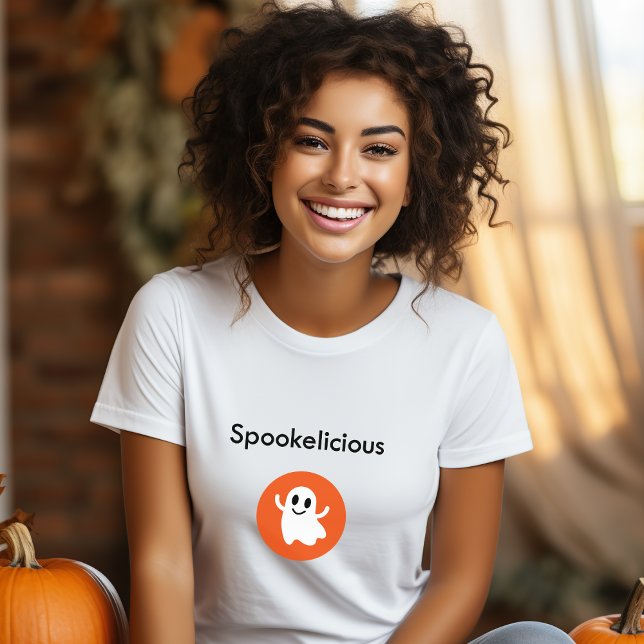 Camiseta Fantasma de Halloween Sorrindo de Smilha de Laranj (Criador carregado)