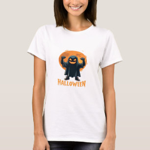 Camiseta Fantasma de Halloween Spooky com Design de Lua Che