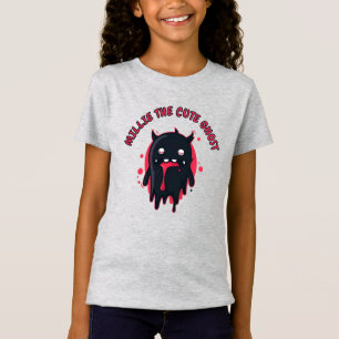 Camiseta Fantasma de Kawaii, Cute Negro