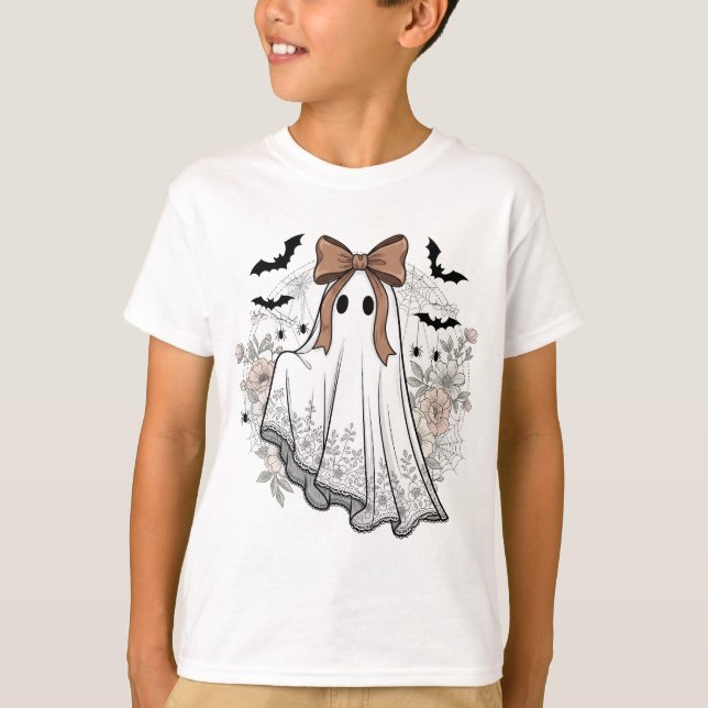 Camiseta Fantasma de Lace Giro com Flores e Arcos - Hal de  (Frente)