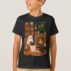 Camiseta Fantasma de leitura de livro aconchegante de Hallo