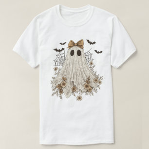 Camiseta Fantasma de Renda Elegante com Laço Fantasma Flo