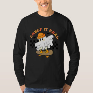 Camiseta Fantasma de Skateboarding Retro Halloween Creep It