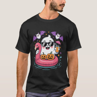 Camiseta Fantasma de Verão Aquarela Fantasma Fofo Com F