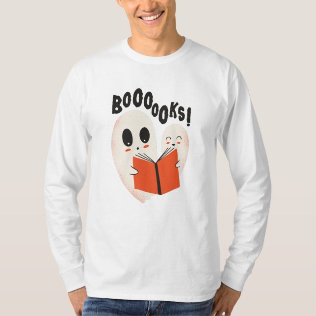 Camiseta Fantasma do Bibliófilo Engraçado Fantasia de Hallo (Frente)