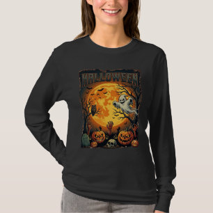 Camiseta Fantasma do Dia das Bruxas Lua Cheia Lanternas de