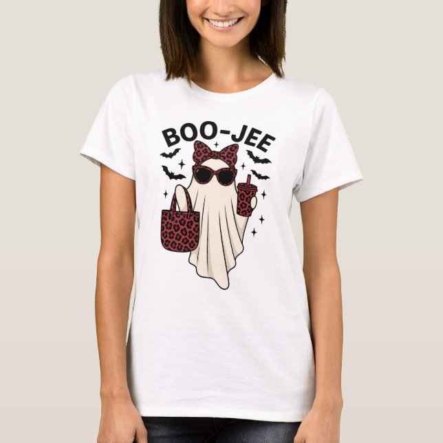 Camiseta Fantasma do Dia de as Bruxas engraçado de Boo-Jee  (Frente)
