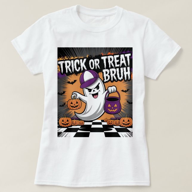 Camiseta Fantasma do Dia de as Bruxas engraçado e Pumpkins (Frente do Design)