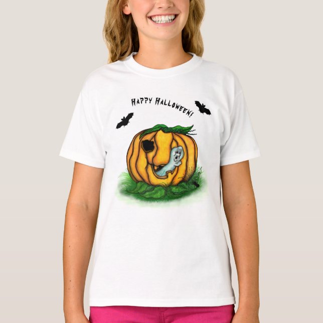 Camiseta Fantasma do Halloween, Bat, Ghost e Spider (Frente)