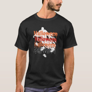 Camiseta Fantasma do Halloween Negro e Branco