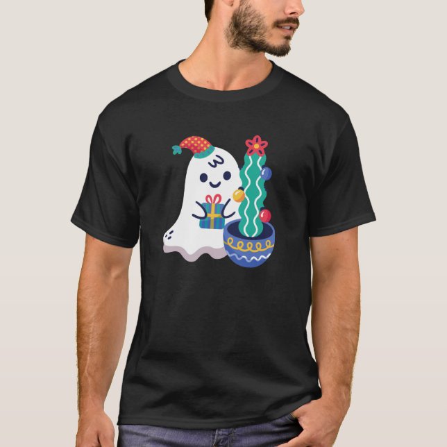 Camiseta Fantasma do Natal feio xmas cactus santa claus fof (Frente)