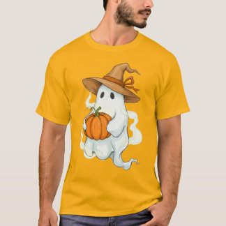 Camiseta Fantasma do outono do Halloween com Abóbora