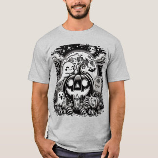 Camiseta Fantasma e Camiseta-de-Abóbora do Halloween