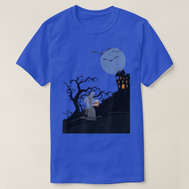 Camiseta Fantasma E Design De Casa Assombrada (Frente do Design)