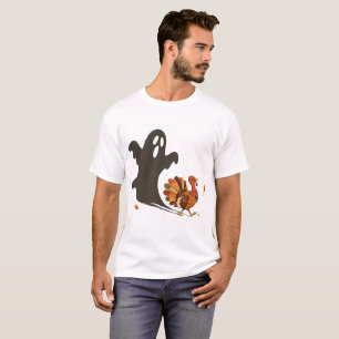 Camiseta Fantasma e Peru Halloween Dia de Ação de Graças