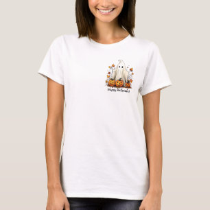 Camiseta Fantasma em Abóboras em torno de Folhas de Outono