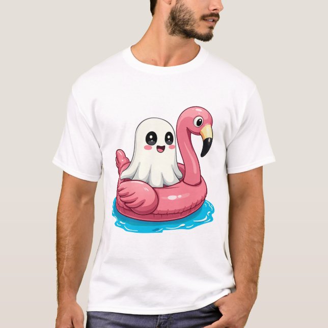 Camiseta Fantasma Em Uma Piscina Engraçada Verão Verão, Som (Frente)