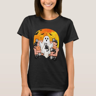 Camiseta Fantasma Engraçado com Gatos Esqueleto Raio-X Hall