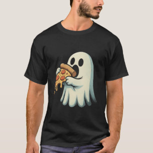 Camiseta Fantasma Engraçado Comendo Fatia de Pizza Espetado
