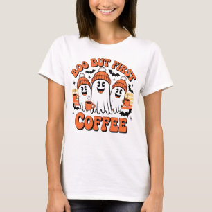 Camiseta Fantasma engraçado do Halloween Amante do Café Ass