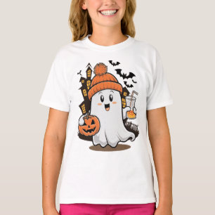 Camiseta Fantasma Engraçado e Bonita no Halloween de Pumpki