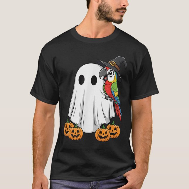 Camiseta Fantasma Engraçado Papagaio Pumpkin Halloween Cria (Frente)