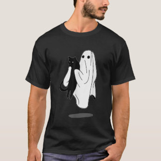 Camiseta Fantasma Engraçado, segurando Gato Negro, o Dia da