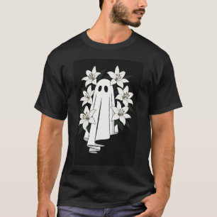 Camiseta Fantasma Estético com Lírios Brancos - Fl Bonitinh