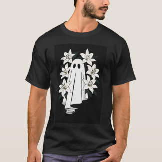 Camiseta Fantasma Estético com Lírios Brancos - Fl Bonitinh
