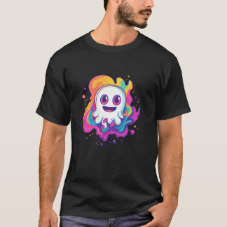 Camiseta Fantasma Feliz com o Splash Colorido