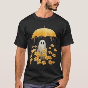 Camiseta Fantasma Floral Halloween Ghost Na Floresta Gótica