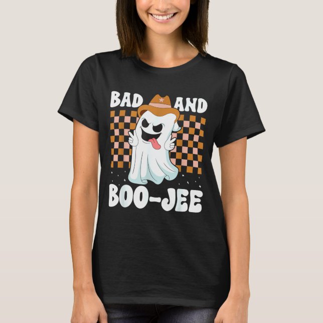 Camiseta Fantasma Fofo Boujee Ruim E Boo-Jee Halloween (Frente)